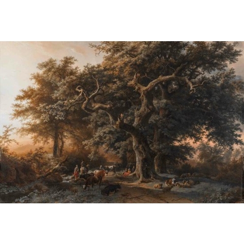 Bosgezicht op Canvas - WallCatcher | Liggend 60 x 40 cm | Barend Cornelis Koekkoek