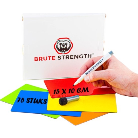 Brute Strength - Whiteboard Scrum Magneten met stift - 75 stuks - Mix - 5 kleuren - 15 x 10 cm - Post it notes voor Magneetbord