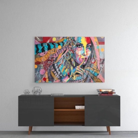 Insigne Glazen Schilderijen - Shh - Vrouw - Abstract - Glasschilderij - 110x70 cm - 4 mm