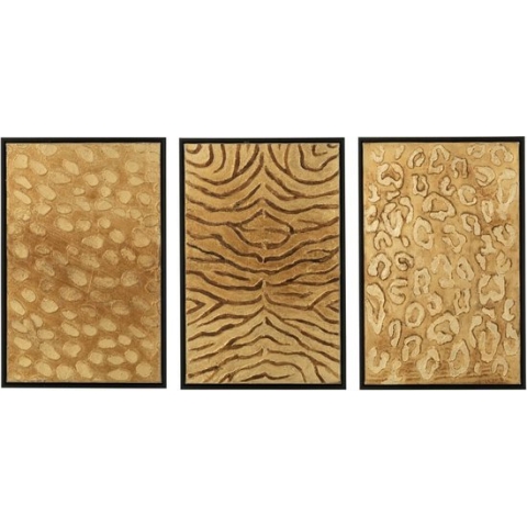 Safaary - J-Line Schilderij Dierenprint Hout Canvas Zwart Goud(3-delig)