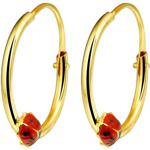 Lucardi Meisjes Oorring - Dier - Cadeau - 14 Karaat Goud - Geelgoud