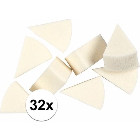 Driehoekige witte sponsjes 32 stuks