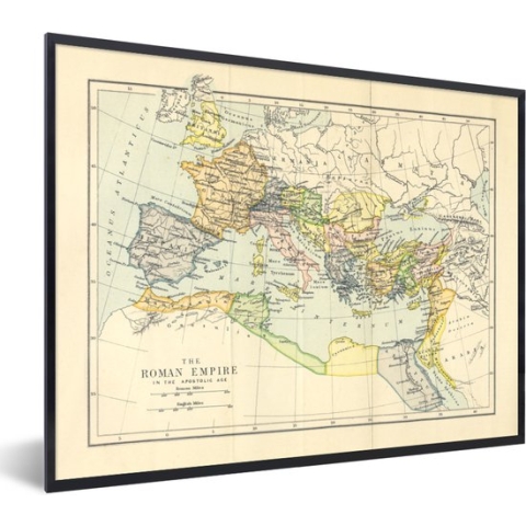 Fotolijst incl. Poster - Klassieke wereldkaart Romeinse Rijk - 80x60 cm - Posterlijst