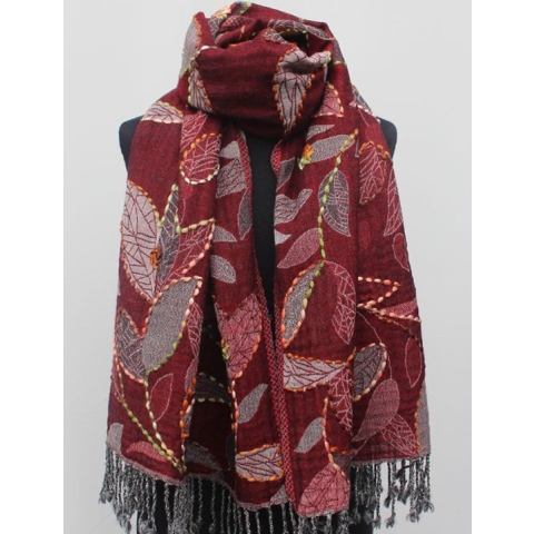 Wollen geborduurde sjaal en omslagdoek Herfst