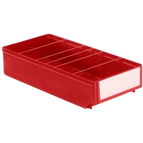 Stellingbak,magazijnbak, materiaalbak, onderdelenbak met de afmeting van 40 x 18,6 x 8,3 cm (LxBxH) verpakt per 5 stuks.