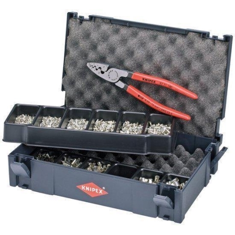 Knipex 97 90 05 Krimptang Adereindhulzen 0.25 tot 16 mm² Incl. Tanos mini-systainer, Incl. assortiment adereindhulzen
