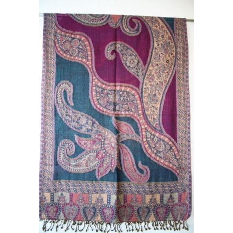 1001musthaves.com Wollen dames winter sjaal in petrol en donker fuchsia 70 x 200 cm