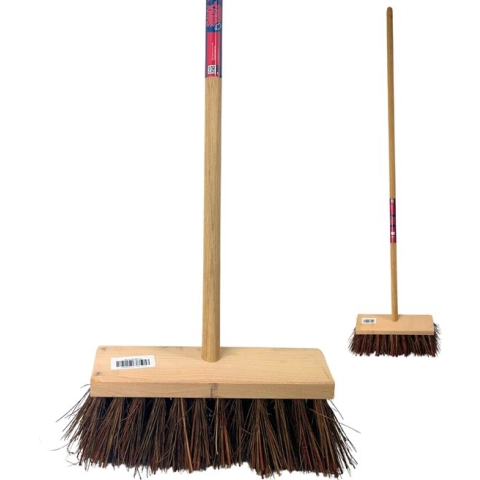 Synx Tools Bezem - Stadsbezem 30 cm - Buitenveger - Veger - Steel 120 cm - Harde natuurvezels - Straatbezem - Bezems - Buitenbezem - Tuinbezem