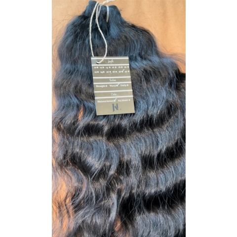 Raw Indian wavy hair 12 inch / 30 cm natural brown