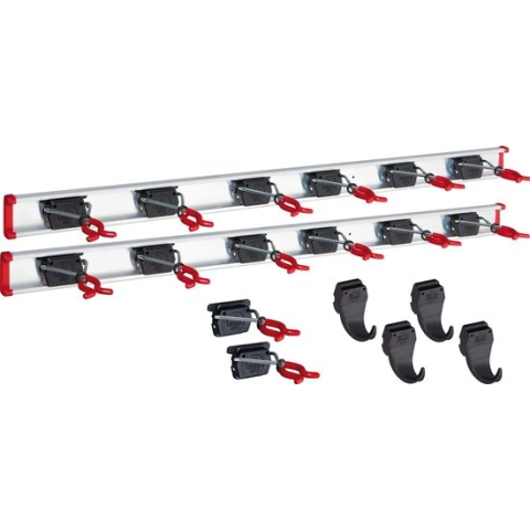 Bezemhouder Wand / Bezemhouder - Gereedschap houder - Bezem ophangsysteem Multi Wand Houder - Hanging system garden tools - 14 holders and 4 hooks