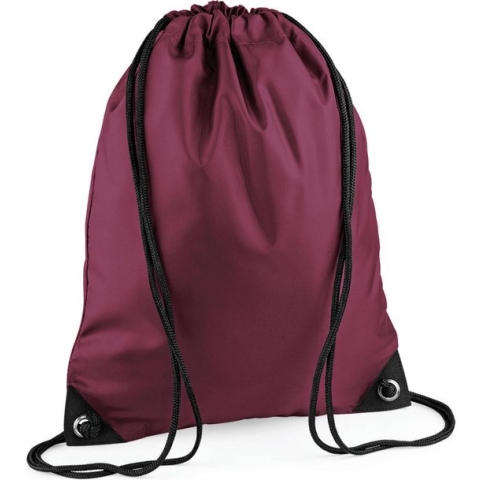 Nylon sport/zwemmen gymtas/ gymtasje met rijgkoord 45 x 34 cm - Bordeaux rood - Kinder tasjes