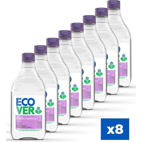 Ecover - Afwasmiddel - Lelie & Lotus - Krachtig tegen vet - 8 x 450 ml - Voordeelverpakking