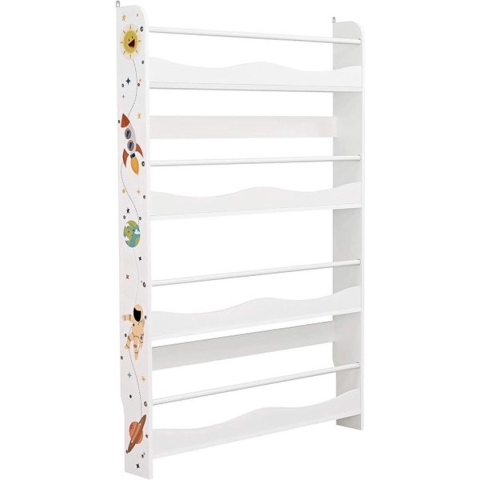 Boekenplank Voor Kinderen, Wandplank, Boekenorganizer Met 4 Planken, Voor Kinderkamers, Speelkamers, Scholen, Ruimtebesparend, Wit