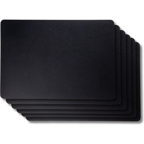 Jay Hill Placemats - Vegan leer - Zwart - 46 x 33 cm - 6 Stuks