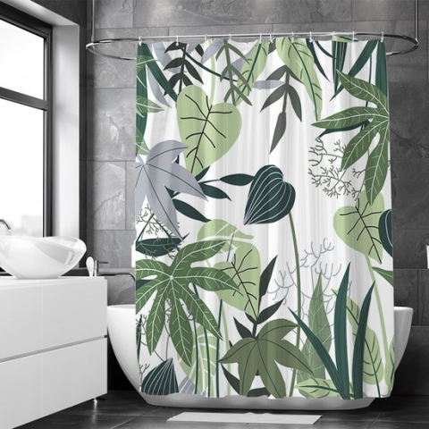 Loti Living Douchegordijn Anti Schimmel – Jungle - Inclusief ringen – Waterdicht - Polyester - Douchegordijn 180x200 cm