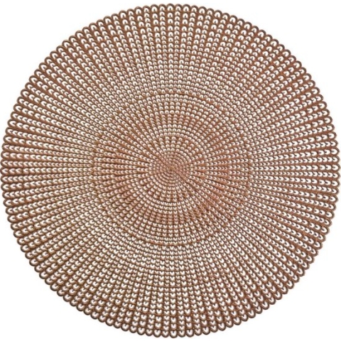 6x Ronde placemats koper geponste gaatjes 41 cm - Tafeldecoratie - Borden onderleggers van kunststof
