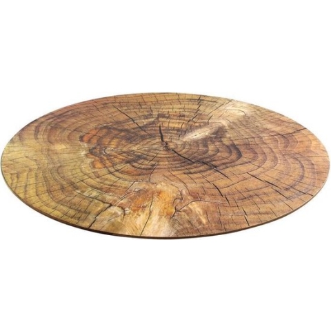 6x Ronde placemat/onderlegger boomstam print 38 cm - Tafeldecoratie onderleggers houtlook - Houtprint placemats 6 stuks