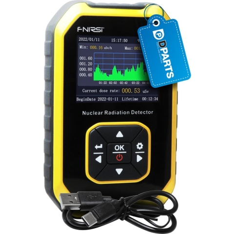 Dparts geigerteller met oplaadbare accu - stralingsmeter - meet röntgenstraling, gammastraling en bètastraling - geiger counter - dosimeter - radioactief nucleaire straling detector