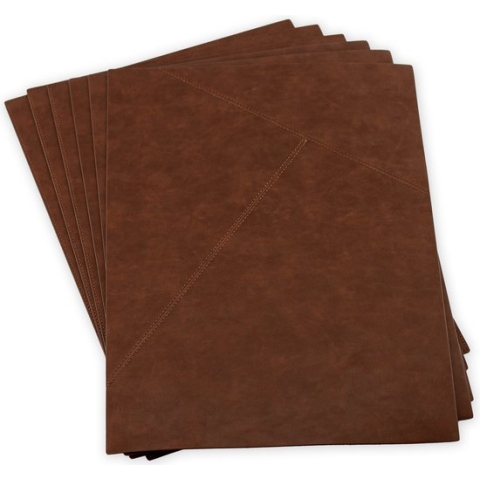 Brute Strength – PU Leren Placemats - Set van 6 stuks -  Cognac – 43 x 30 cm – Onderleggers - Kunstleer Bordenmat -  Anti-slip – Tafelmat – Ook voor bureau en kantoor