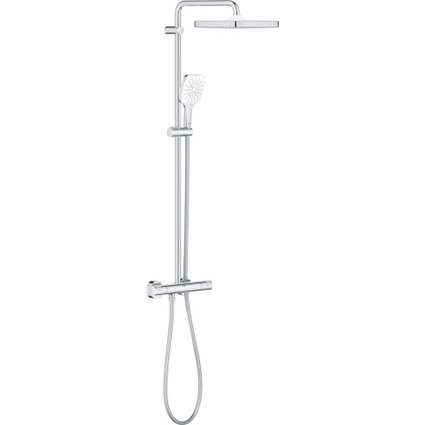 GROHE QuickFix Vitalio Start 250 Regendouche - □ 25 cm - Vierkant - Met thermostaatkraan - Chroom - EcoJoy handdouche
