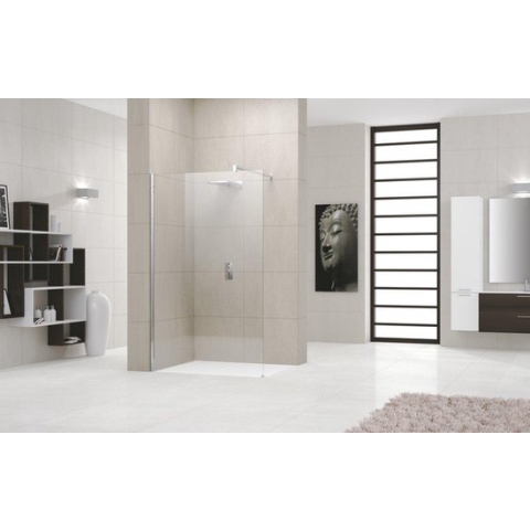 Douchewand Novellini Giada H 100 cm Mat chroom Glas Satin band
