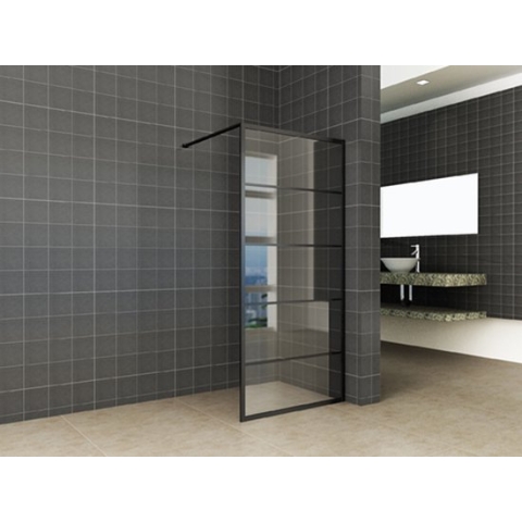 Bally Horizon Inloopdouche Mat Zwart Raster 80cm Antikalk 8mm Veiligheidsglas