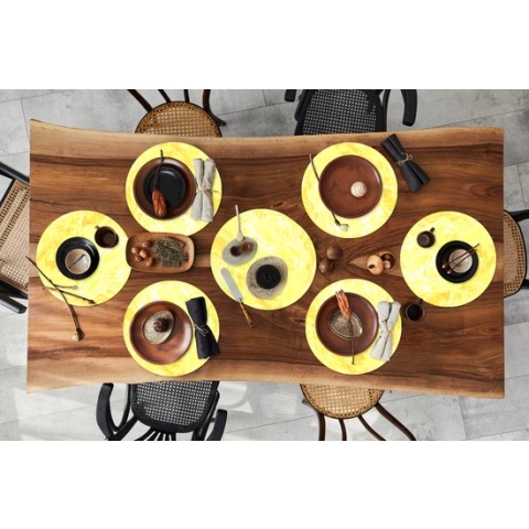Ronde placemats - Onderlegger - Placemats rond - Geel - Patronen - Marmer print - Verf - 10 stuks