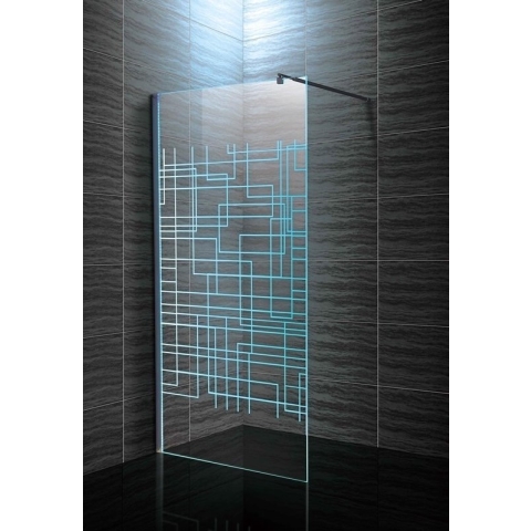 Vips douchewand met helder/patroon CE gekeurd veiligheidsglas en led verlichting 120x200cm