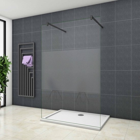 Serie Chrysant - Inloopdouche / Douchewand - 120x200 - Mat Zwart - Antikalk - 10mm Semi Gesatineerd Veiligheidsglas - Vrijstaand