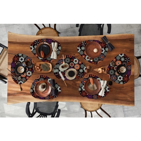 Placemat organisch - Placemats organic - Onderleggers - Retro - Bloemen - Regenboog - Boho - Patronen - 10 stuks