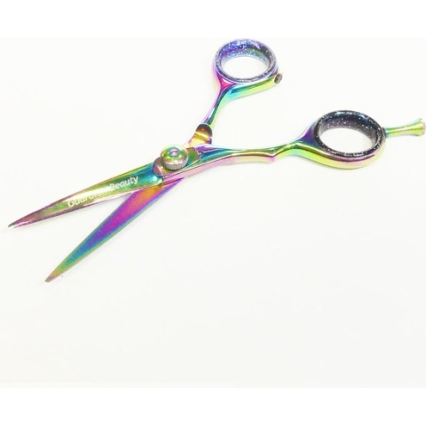 Professionele Linkshandige Kappersschaar - Maat 5.5  - Coupe - Rainbow Dark  - Geschikt voor knip- en uitdunwerk - Coupeschaar - 5.5 inch