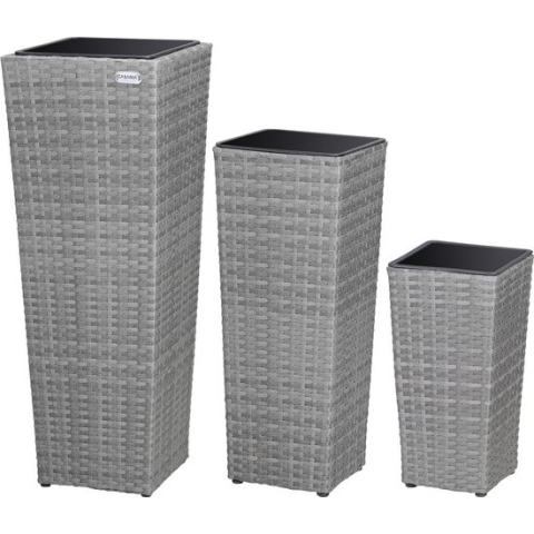Casaria Bloempotten - 3 stuks - Polyrattan