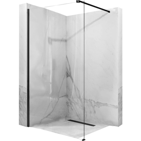 Aero Black Douchewand met Profiel Mat Zwart - 98.5-100 x 195 cm