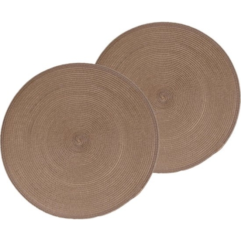 Set van 8x stuks placemats taupe - gevlochten kunststof - 38 cm - Onderleggers