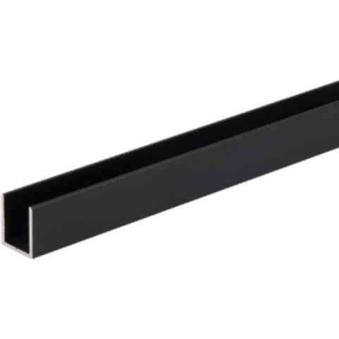 U-profiel, 20 x 17 x 20 mm, ZWART