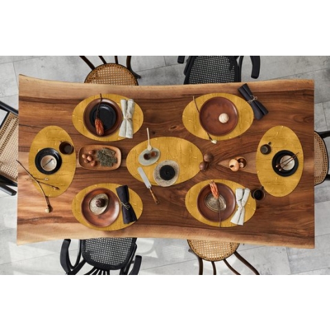 Placemats ovaal - Onderleggers - Ovale placemats - Verf - Patronen - Oker - 10 stuks