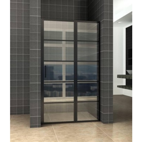Saqu Nisdeur met Vast Deel 100x200 cm Mat Zwart