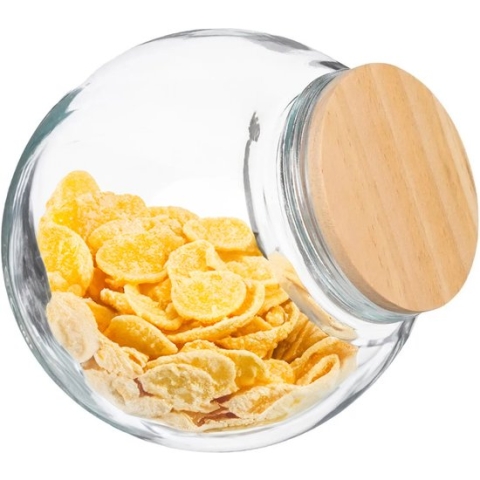 Snoeppot/voorraadpot 2L glas met houten deksel - 2100 ml - Voorraadpotten met luchtdichte sluiting