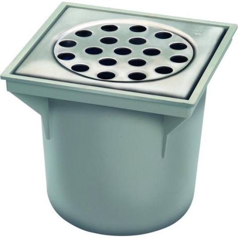 Wavin ABS vloerput met onderuitlaat 75mm 20x20cm grijs