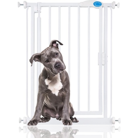 Bettacare Auto-Close Hekje voor Huisdieren, 61 cm - 66,5 cm, Wit, Extra Smal, Smal Traphekje Zonder Boren Traphekje voor Hond & Puppy, Veiligheidsbarrière voor Smalle Deuren, Gangen en Ruimtes