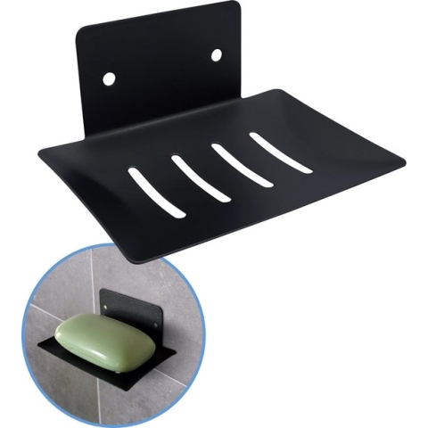 Sanics Zeepbakje zonder Boren – Zeephouder hangend – Zeepschaaltje Wandmontage – Shampoo bar  Zwart