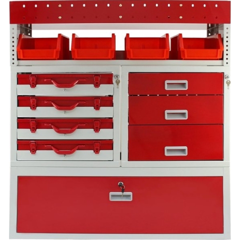 Monster Racking Metalen Bedrijfswagen Interieur - Bestelbus Opslag Stelling Kast Bedrijfswageninrichting - Staal - Rood