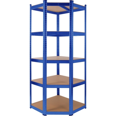 AREBOS Stellingkast Hoek - Opbergrek - 5 Planken - 875 kg Draagkracht - 70x70x180 cm - Metaal/MDF
