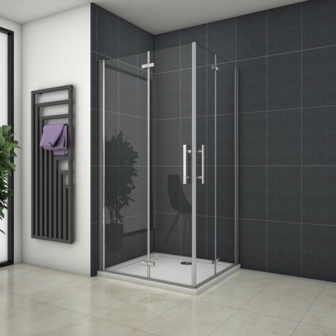 vierkante douchecabine 76x76x195cm,dubbele vouwdeur,hoek instap,6mm veiligheidsglas nano coating