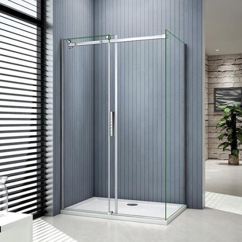 schuifdeur douchewand 105x195cm met zijwand 80x195cm,6mm helder glas