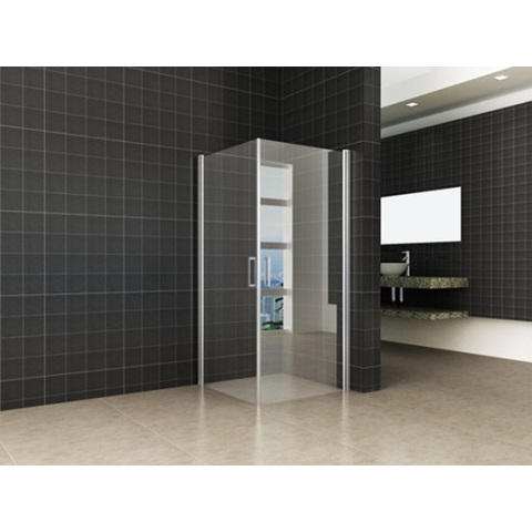 Bally Twice Dubbele Douche Swingdeur UNI 100x100x200cm 8mm Antikalk Veiligheidsglas Met NANO Coating Chroom