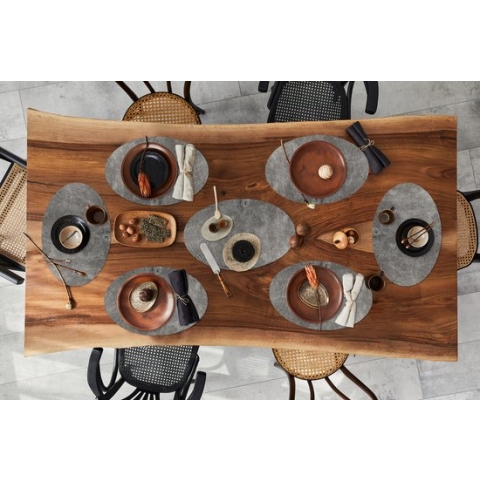 Placemats ovaal - Onderleggers - Ovale placemats - Beton print - Muur - Lijn - Grind - 10 stuks