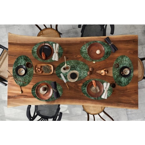 Placemats ovaal - Onderleggers - Ovale placemats - IJs - Groen - Structuur - 10 stuks