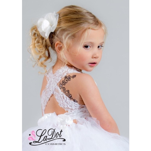 LaDot Tattoo Stempel Steen - M175 - Medium - Bloem met krul - Nep Tattoo - Black Tattoo - Kinderen en Volwassenen