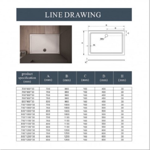 Serie Daisy - Douchebak- Wit - 150x80 - Rechthoek - Polystone - Excl. Sifon Daisy